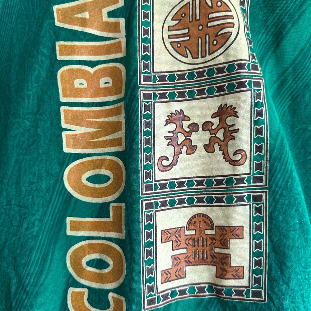 L cotton Colombia Graphic Men's Short Sleeve Tee - Green vintage fútbol soccer - Picture 9 of 9